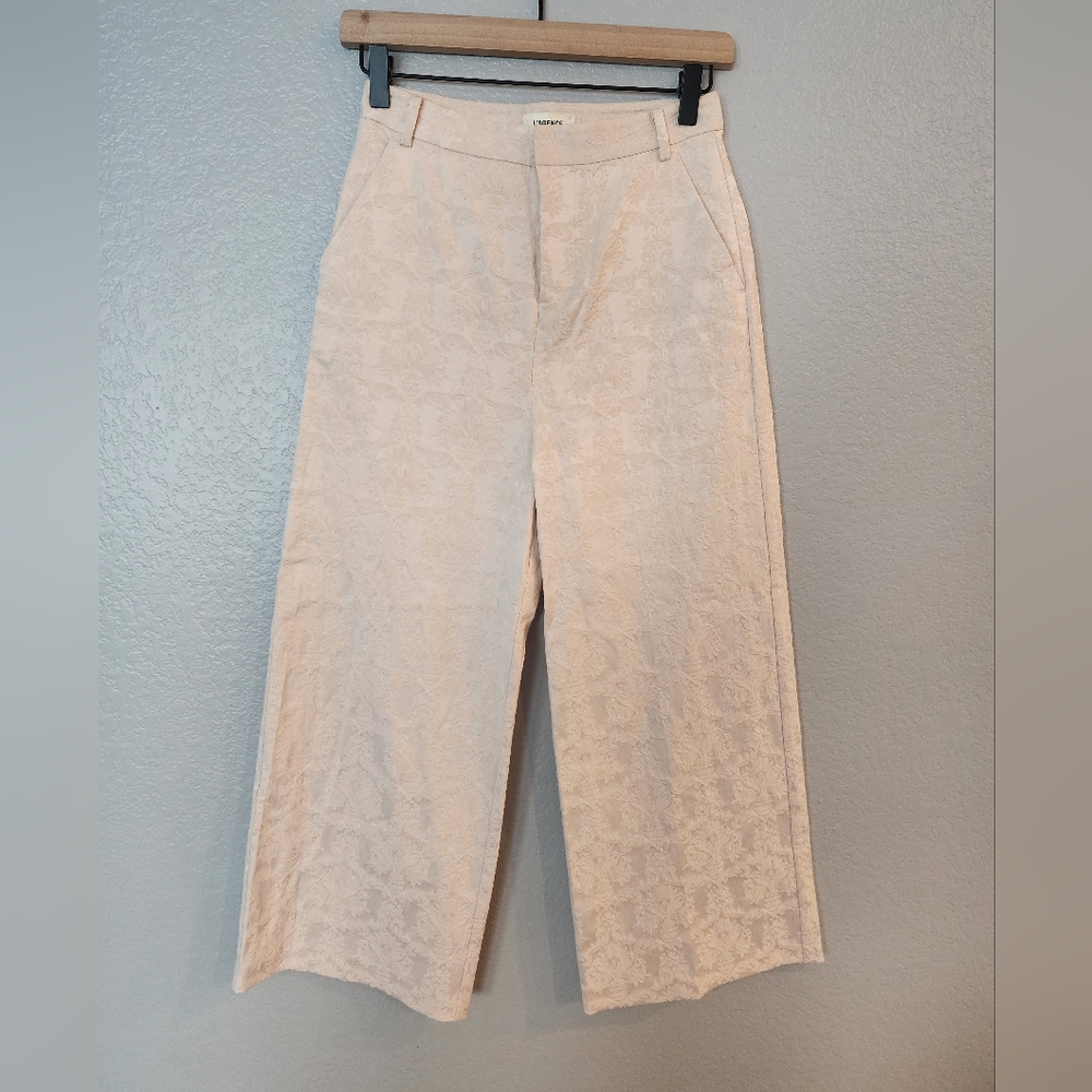 L'agence Wide Leg Embroidered Crop Pants